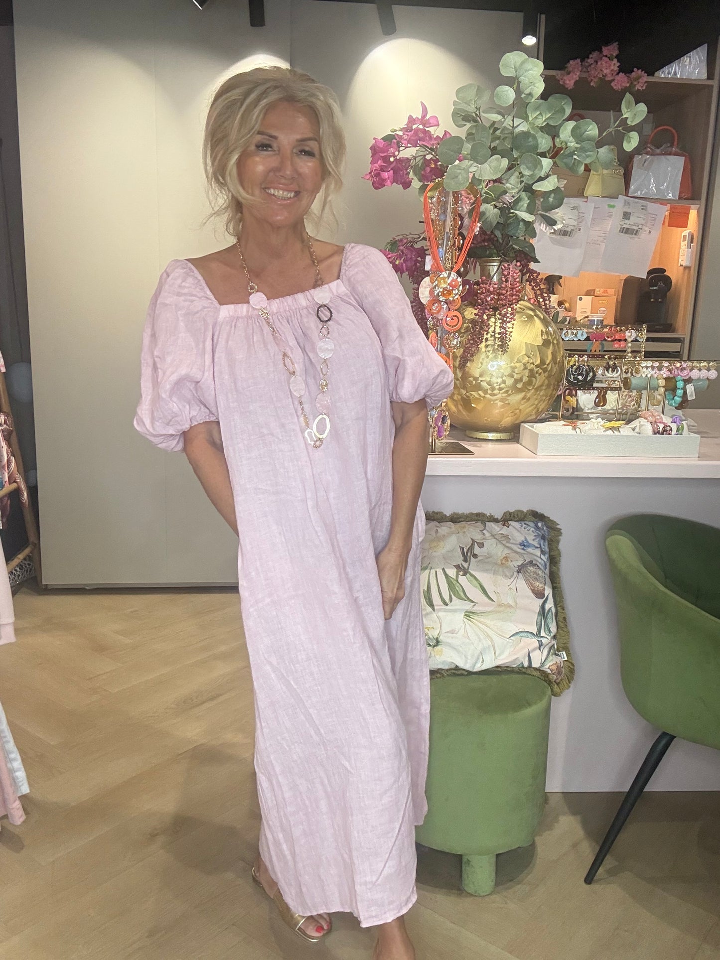 Robe en lin rose