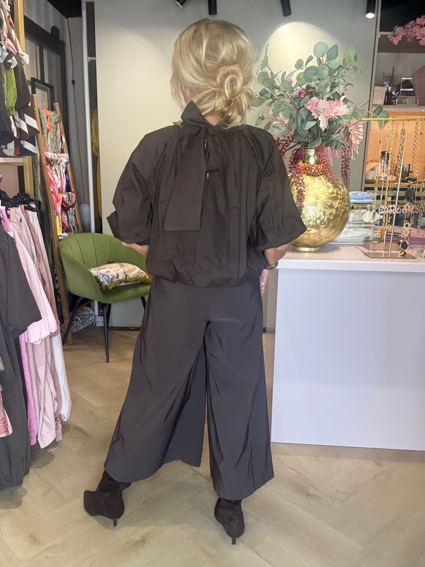 Blouse ballon Bruin strik🤎