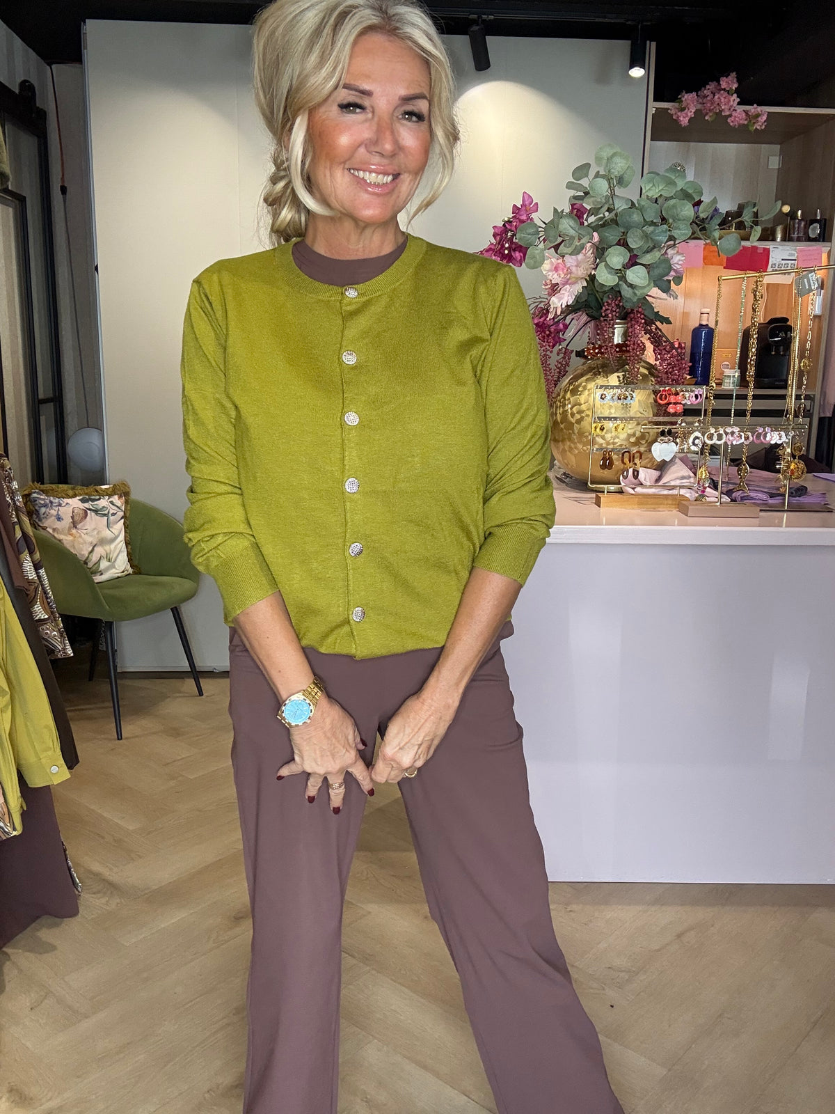 Mi Piace Cardigan Olive Oil – Feinstrickjacke | MP202903