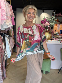 Blusa de lino Italia Fucsia