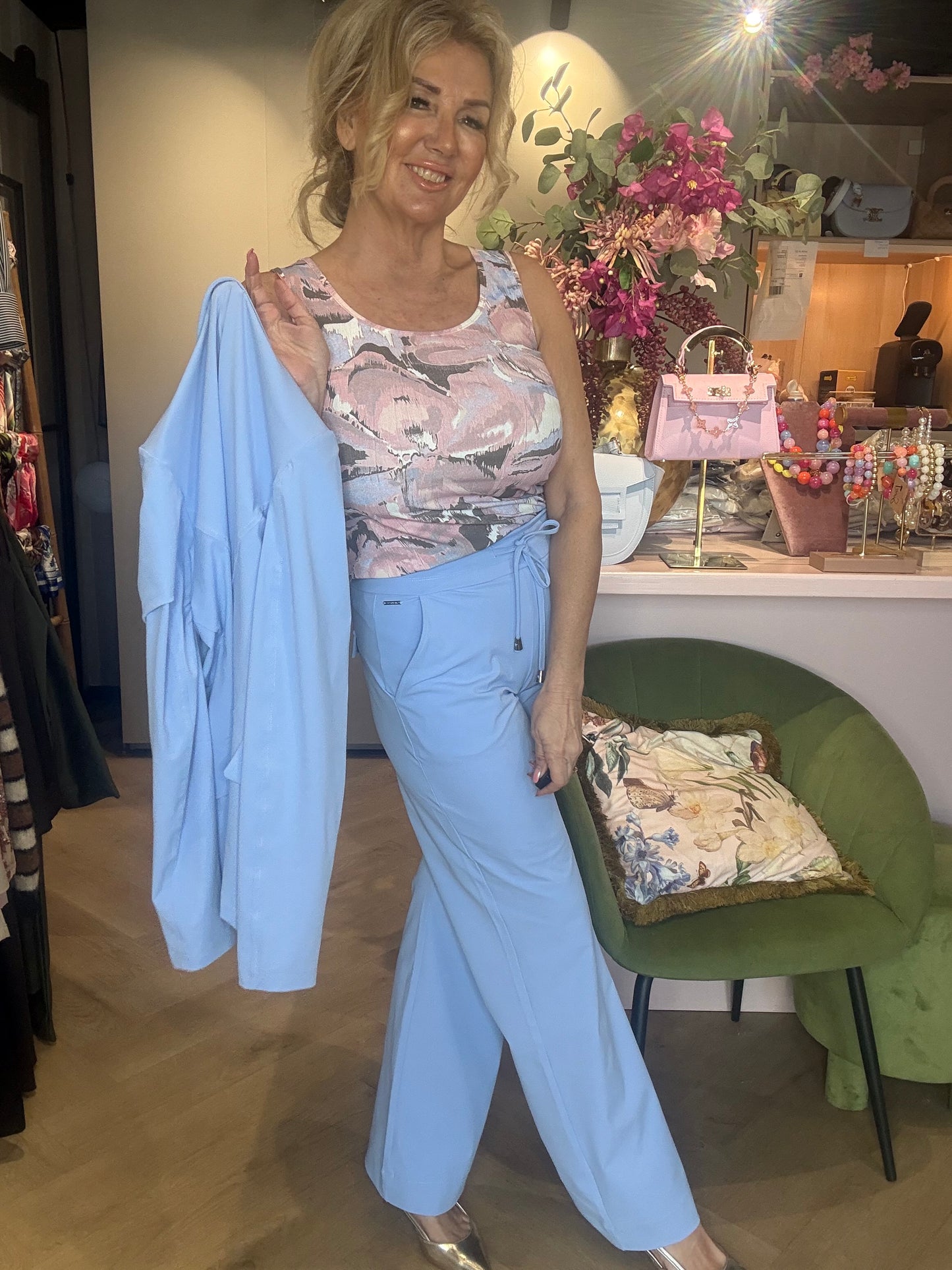 Mi Piace Singlet Wild Flower Print Lavender Blue MP202027WFPT