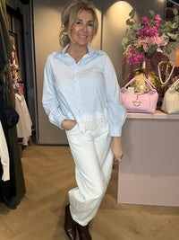 Blouse Light Blue Stripe Lace