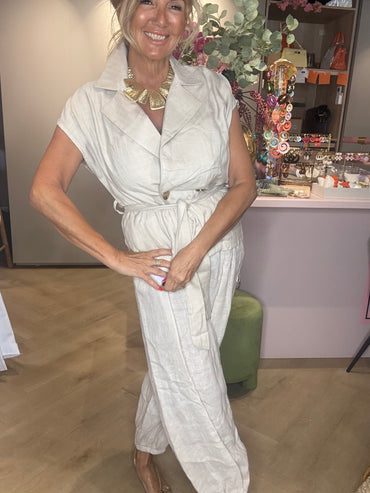 Harem Broek Linnen Beige
