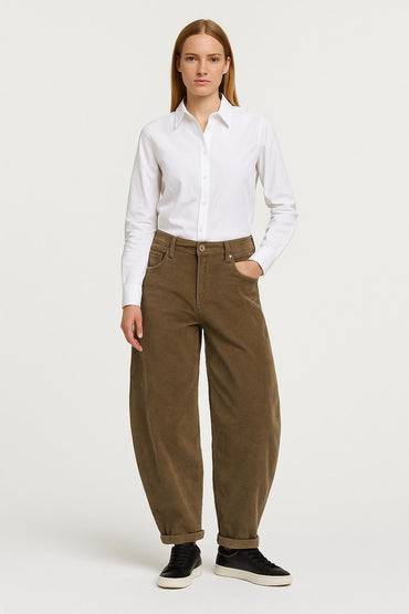 Broek Barrel  Rib Cord Olive