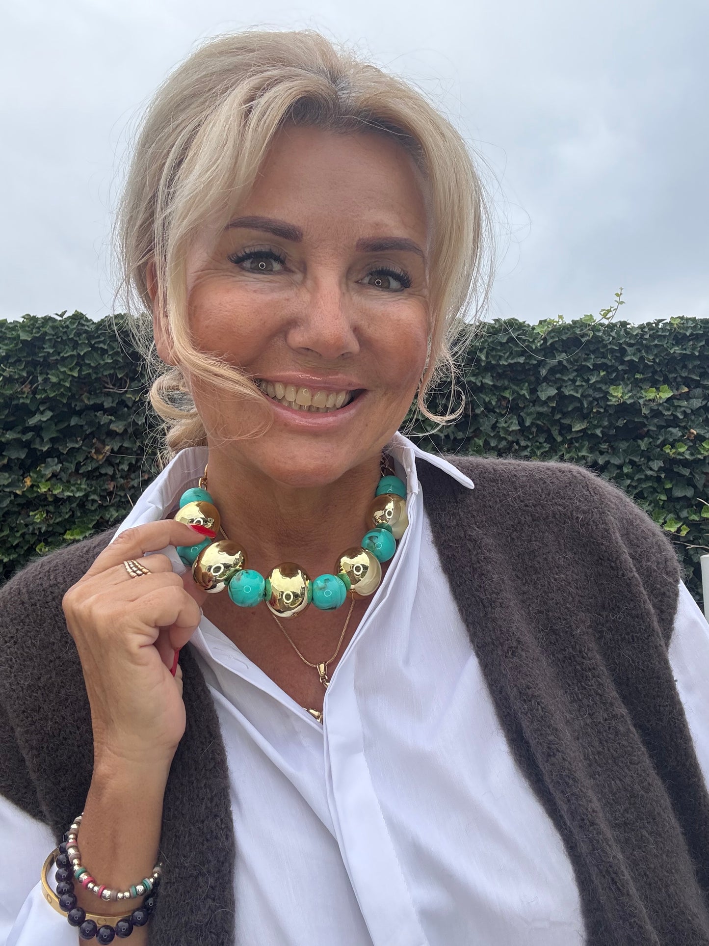 Ketting Grof Goud/ Turquoise