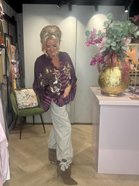Pantalon Jiss vert sauge et beige