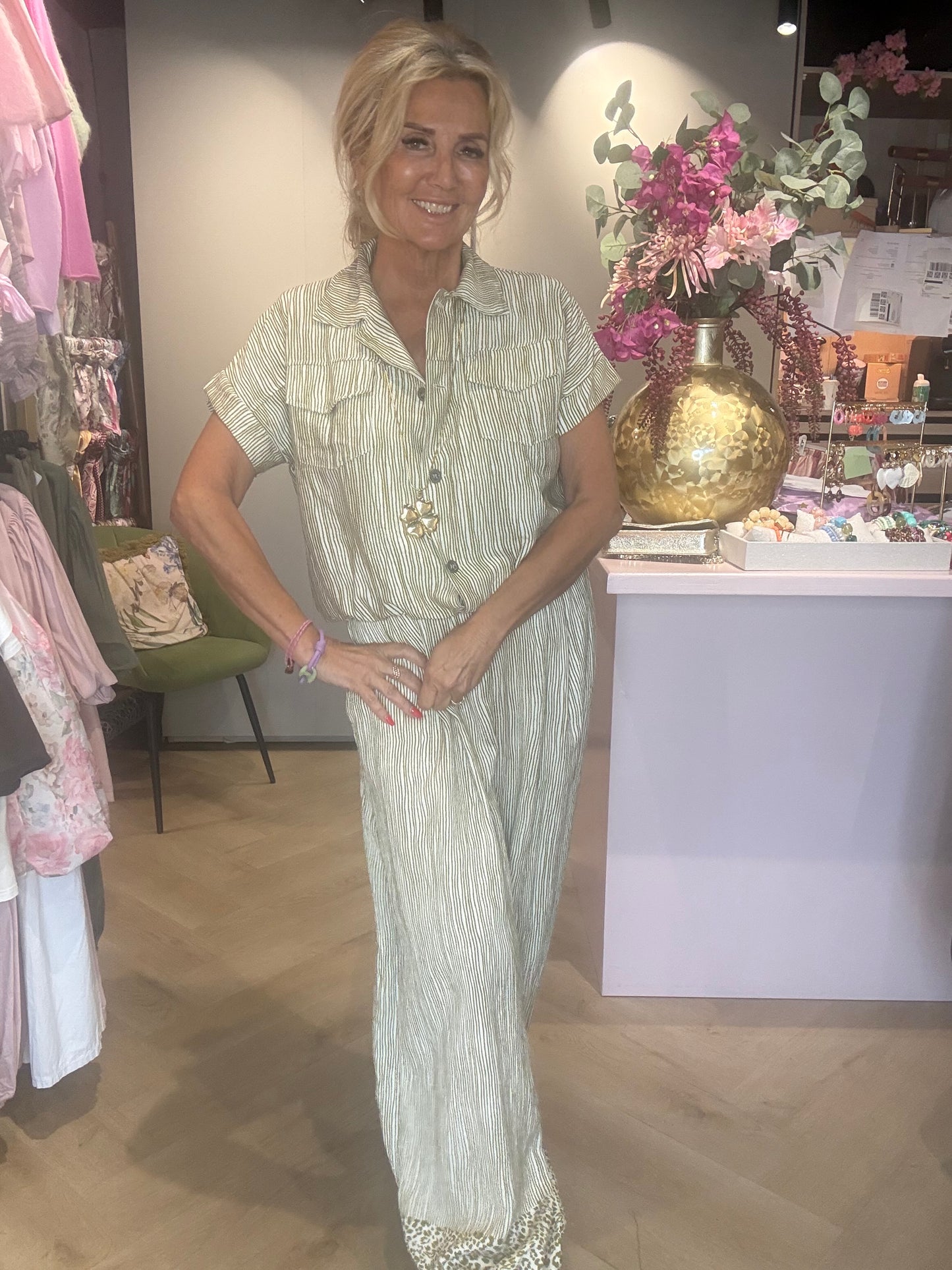 Conjunto de 2 piezas: pantalón globo Panter pistacho