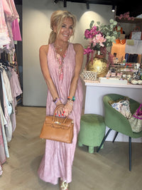 Kjole i linnedlook gammel rose