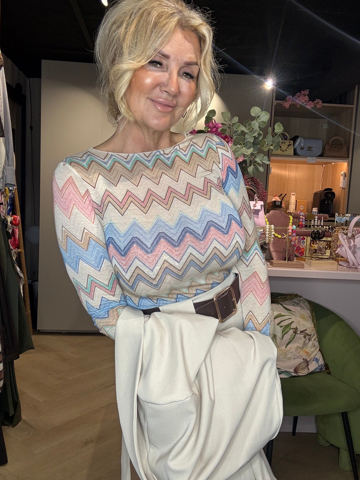 Zigzag Top Missoni Style Blauw