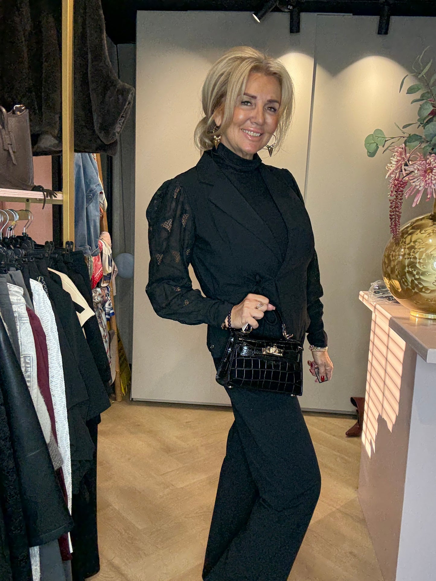 Triple Nine Blazer BLZ3906 Cross body Lace Sleeves Black