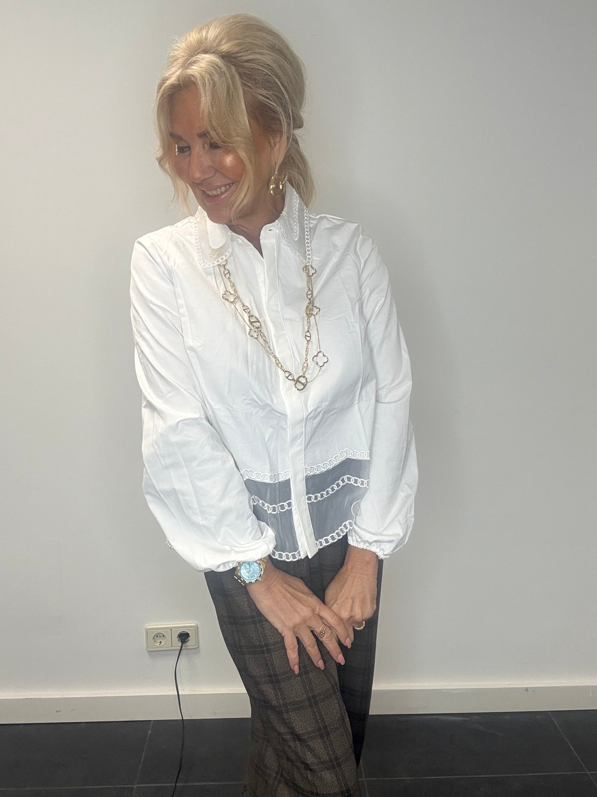 Blouse wit koetsie