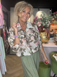 Bluse Bomber Grøn Blomst