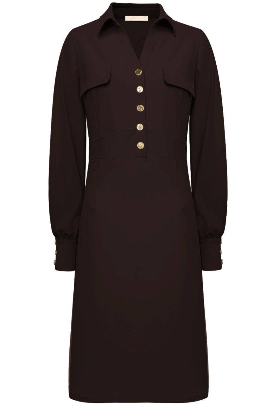 Triple Nine Dress JK51810 Cargo pockets Dark Brown