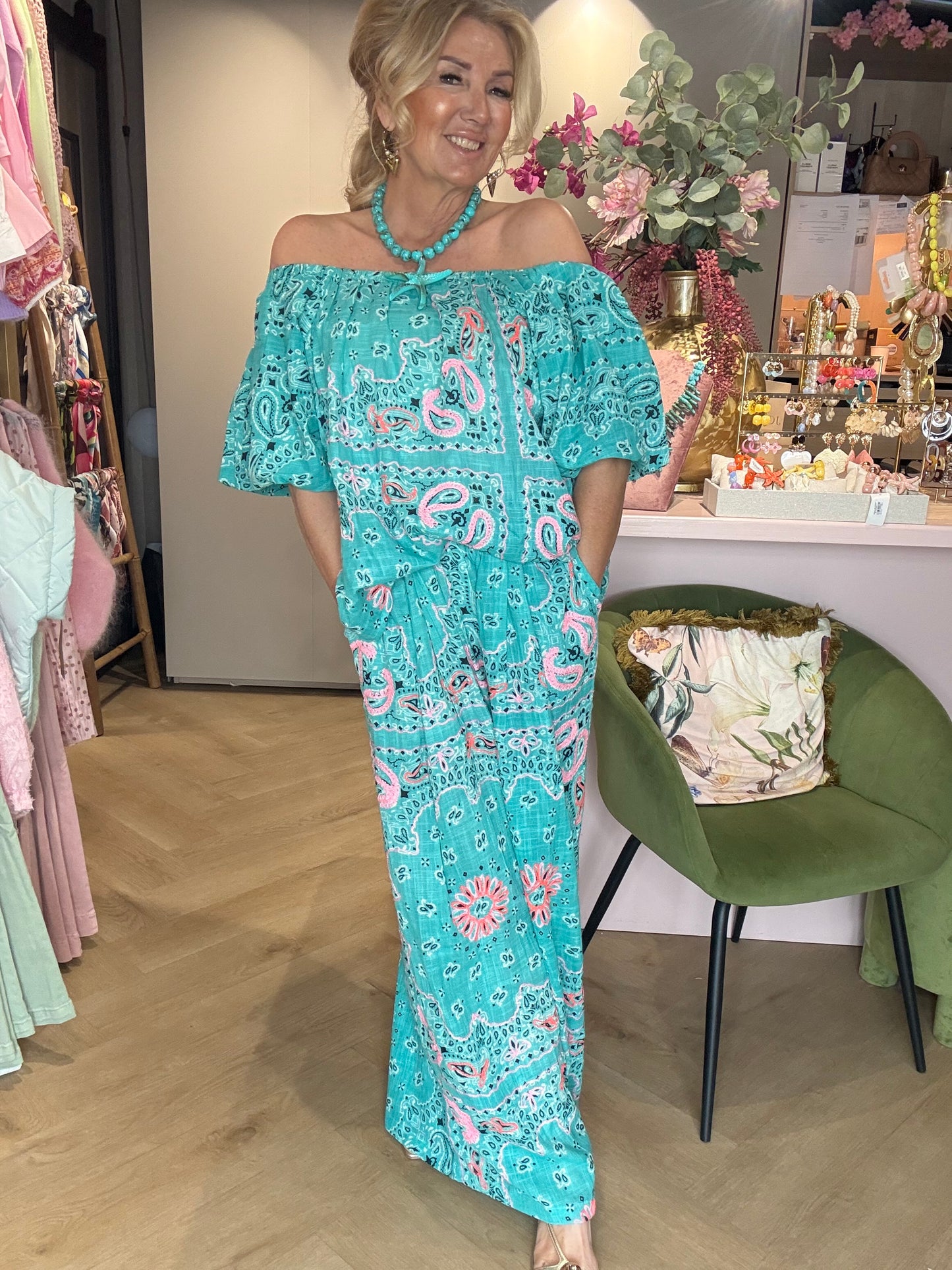 2 Delige Bandana Set Turquoise