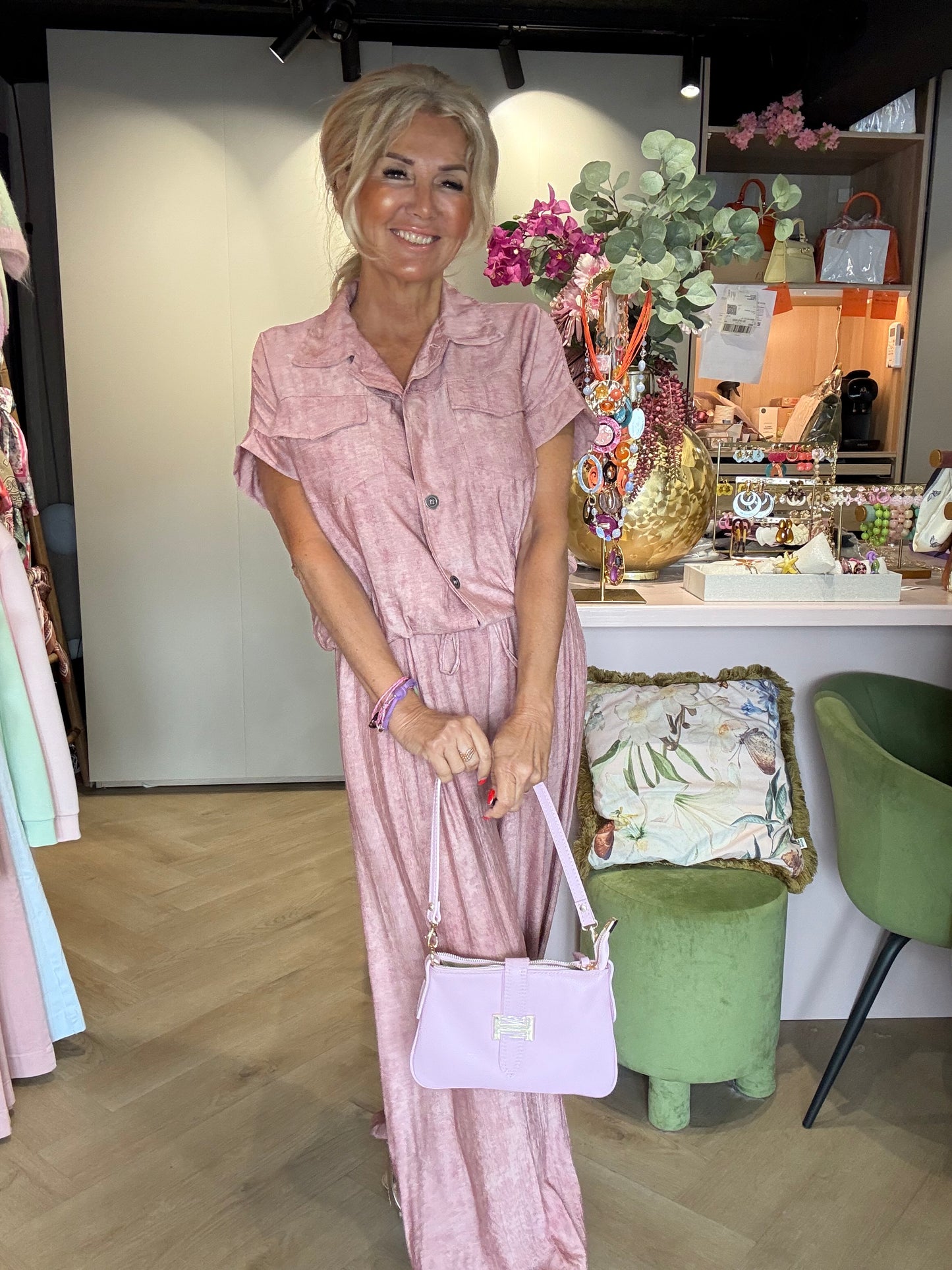 2-delt sæt linnedlook lyserød 🌸ballon