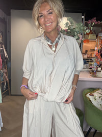 Blouse Beige Knoop
