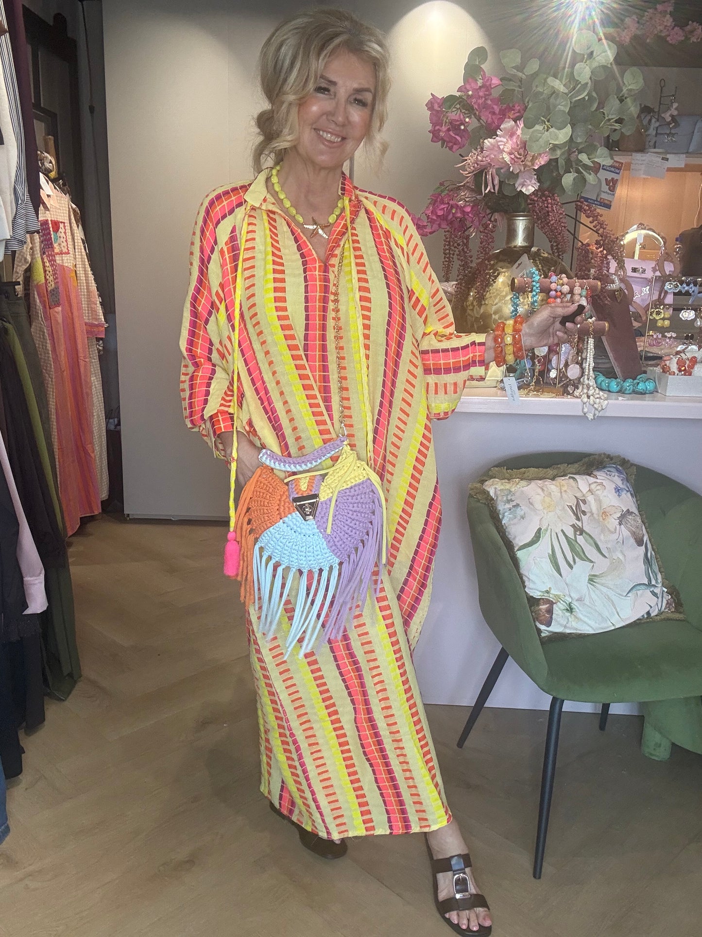 Jurk BOHO Stripe Yellow Orange
