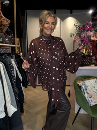 Bloes Voille Bruin Polkadot