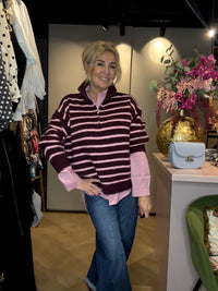 Trui het schippertje Bordeaux/ Rose