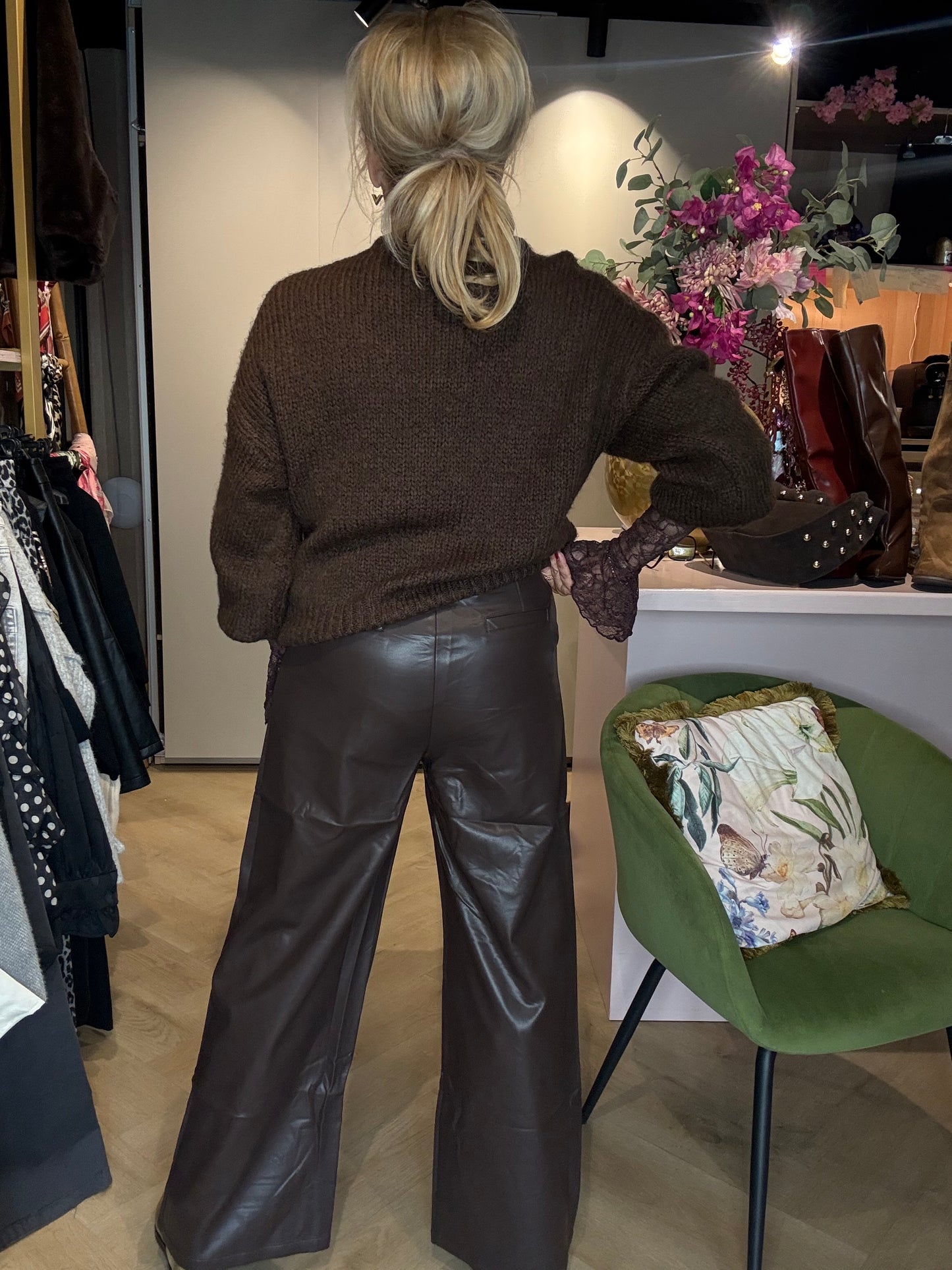 Leren Bandplooi Broek Bruin 🤎