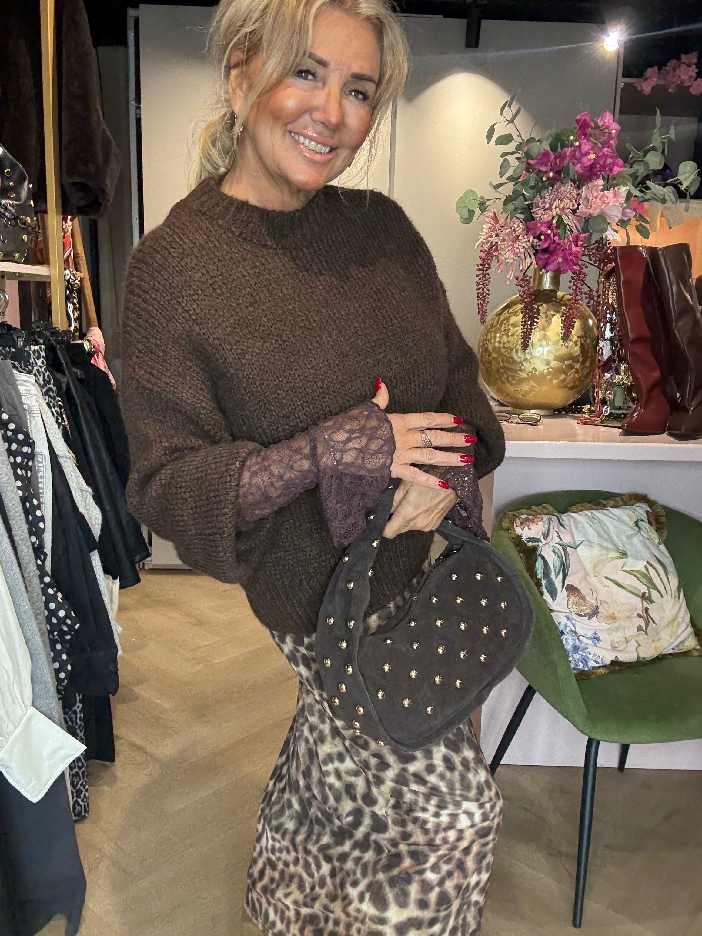 Trui Grof Gebreid Bruin