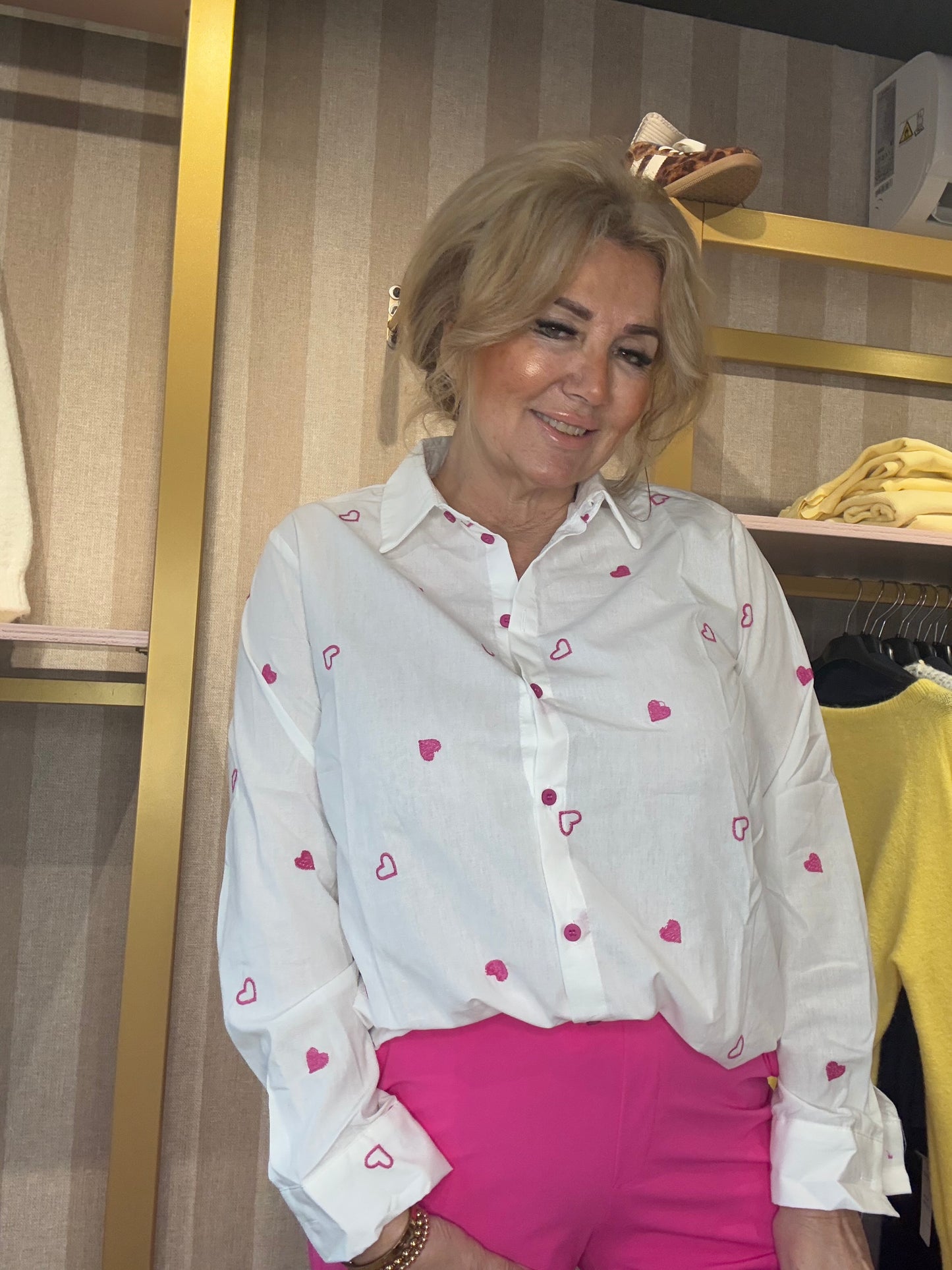 Blouse Rosé Hartjes Wit