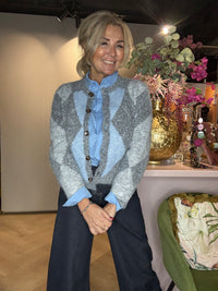 Vest Wiebertje Grijs/ Licht Blauw