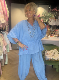 Linnenbluse Marbella lys blå