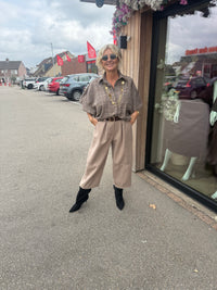 Culotte-Faltenhose Beige