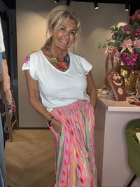 T Shirt Fiesta met Kralen Applicatie Wit