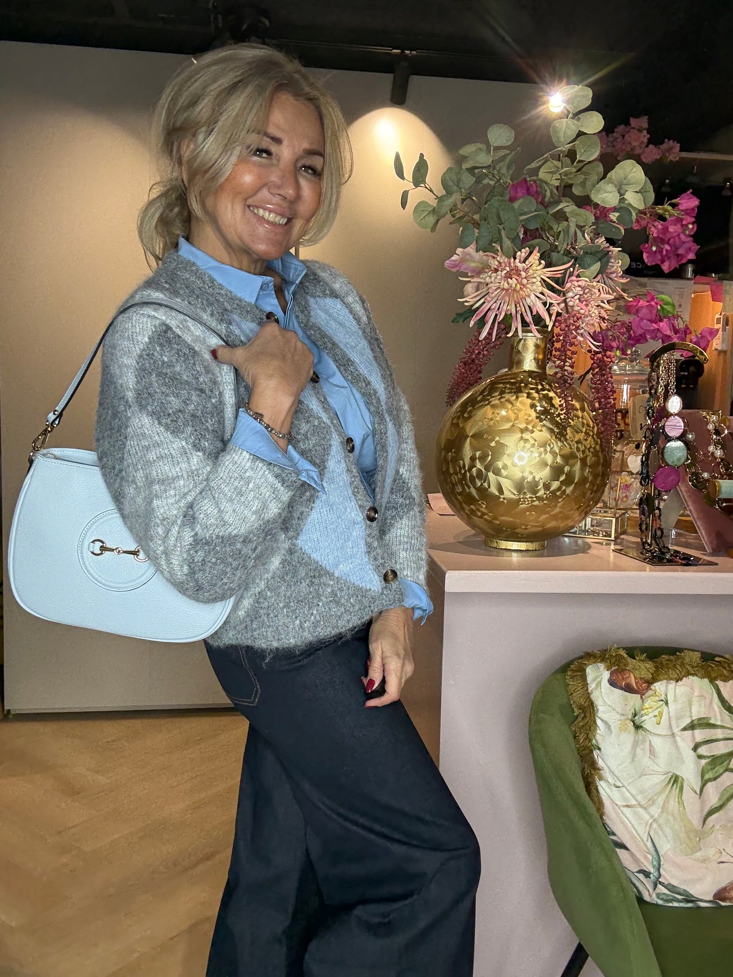 Vest Wiebertje Grijs/ Licht Blauw