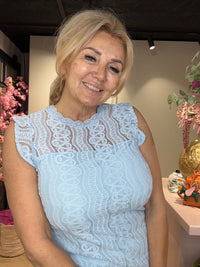 Top Mi Piace Kant MP202486 Mouwloos Licht Blauw