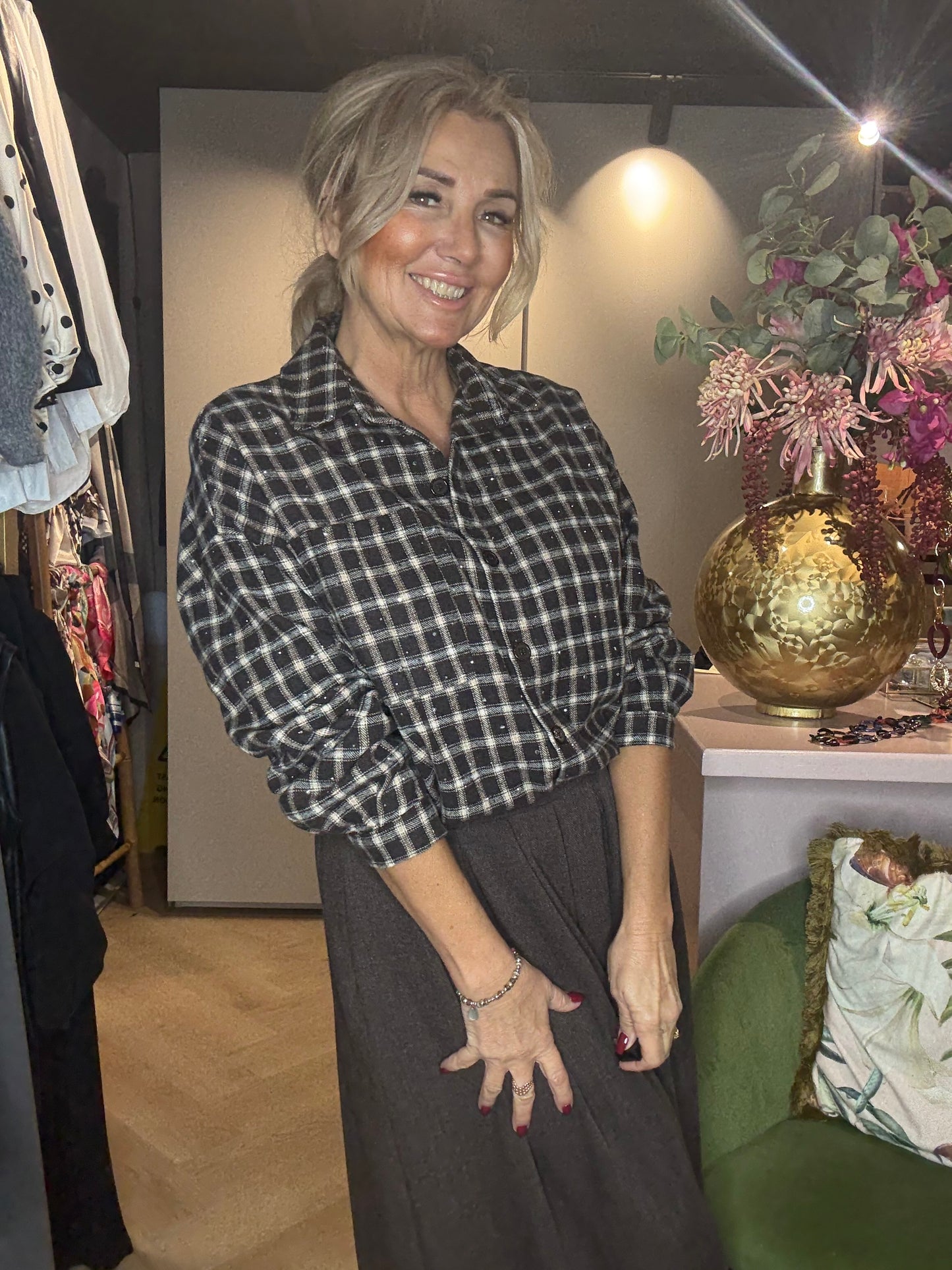 Blouse Geruit Flanel Strass ✨