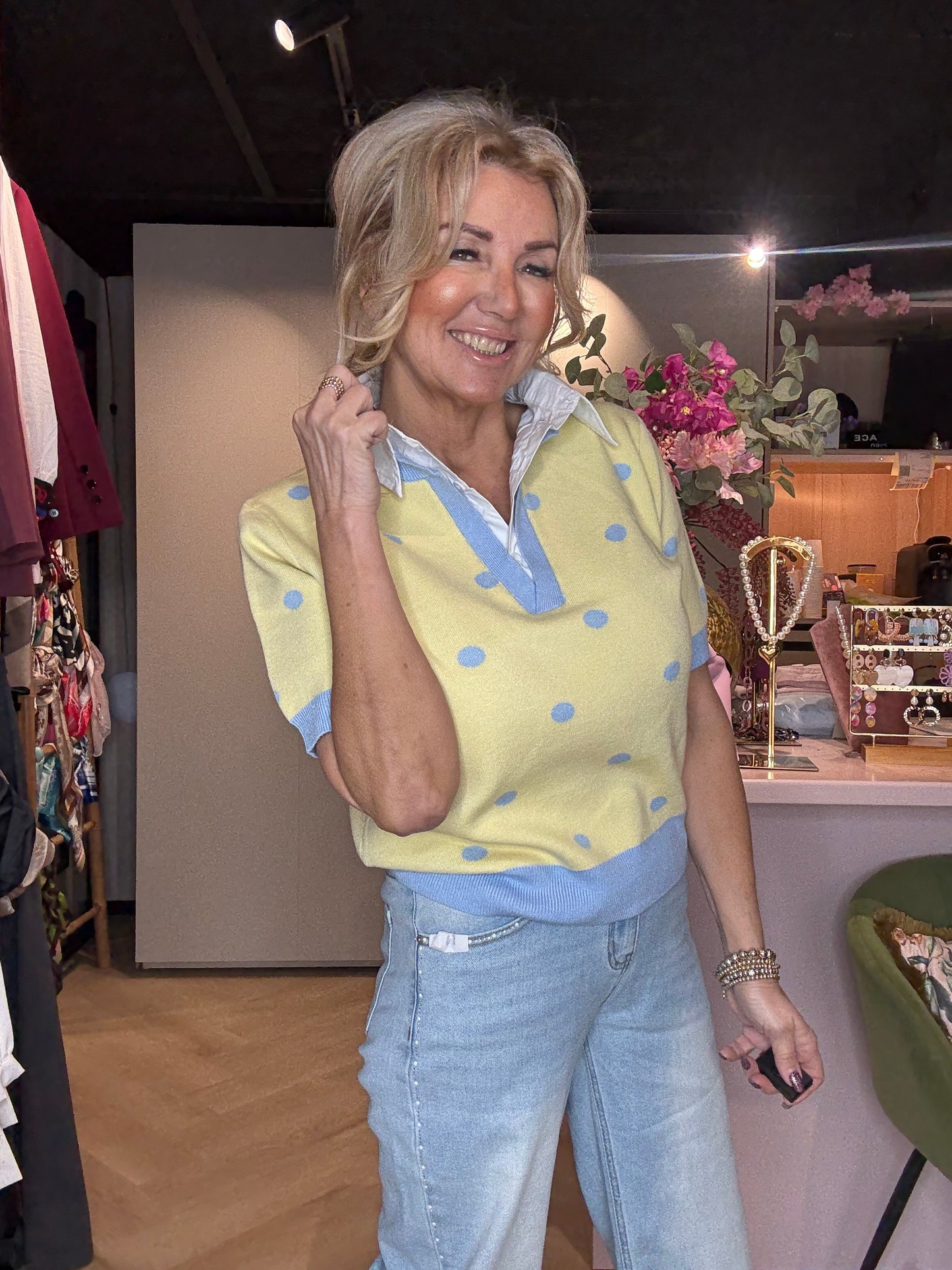 Polo Truitje Polka Dot Geel