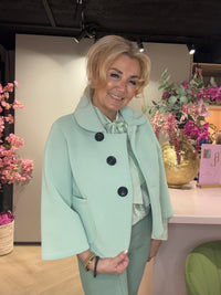 Blouse Satijn Look Borduurwerk Groen