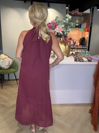 Dress Deep Bordeaux halter Cotton