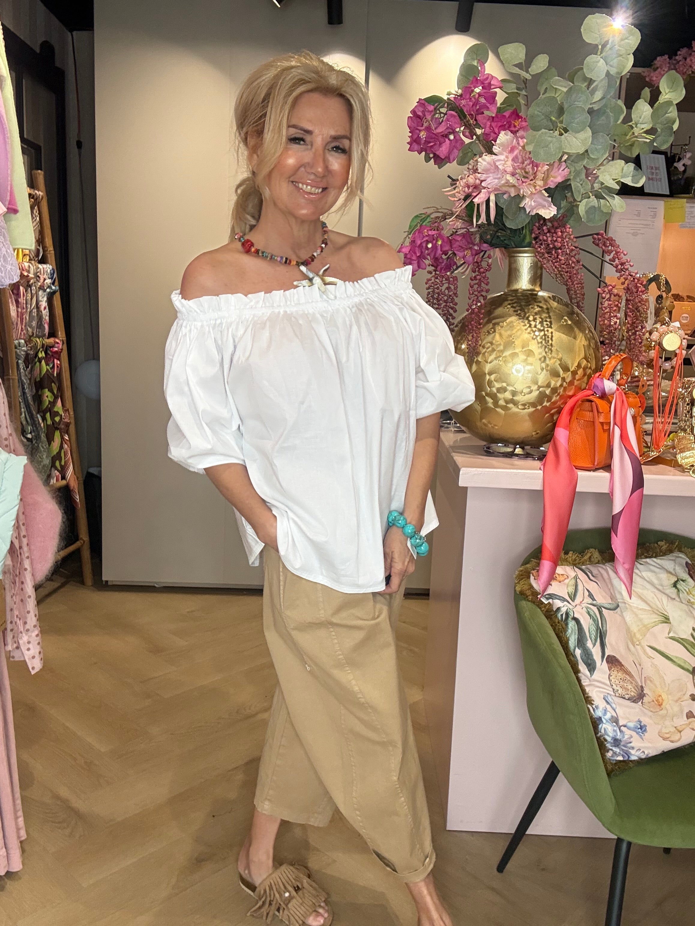 Blouse Strapless Wit