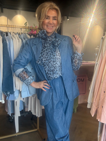 Panther Bluse Voile Blå