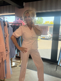 Blouse Short Sleeves BLS5933 Powder Pink — Triple Nine