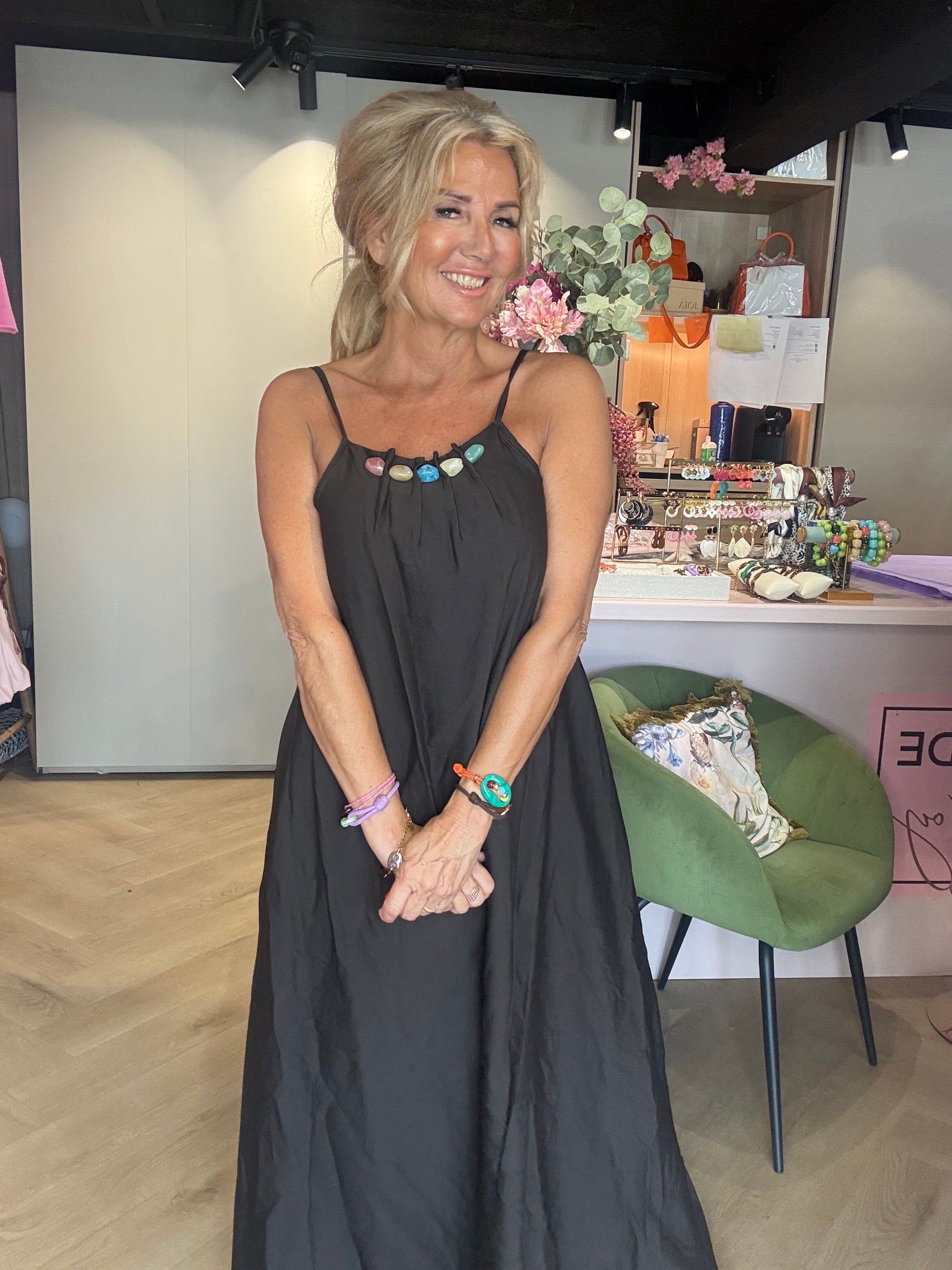 Brown dress with beads