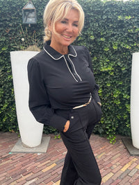 Top Triple Nine with pearls on collar TP6926 Black
