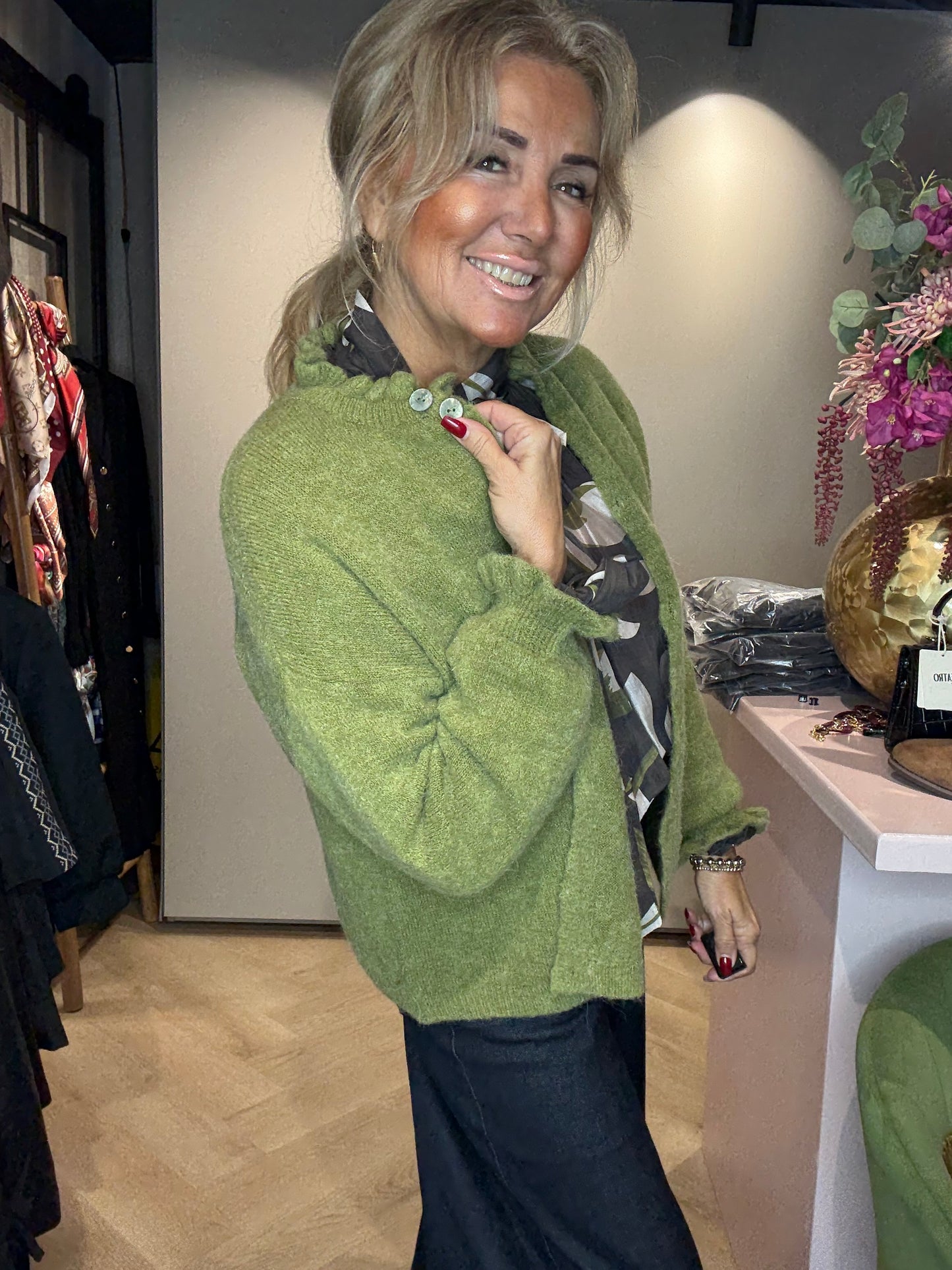 Vestje Matcha Groen Ruffel