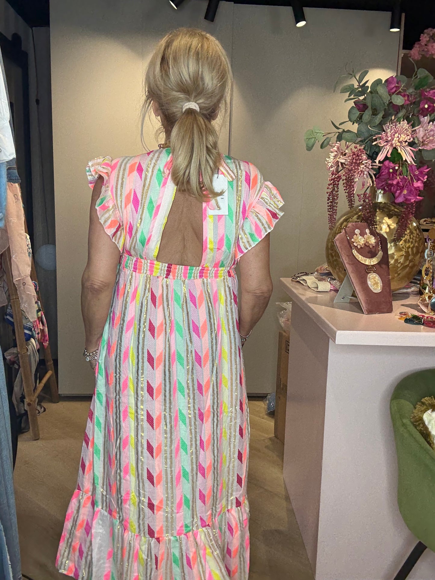 Jurk Soleil Dress Off Wit / Multi color