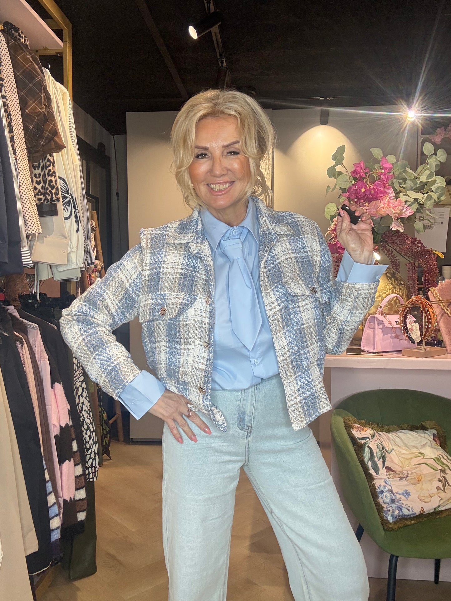 Blouse Stropdas Blauw