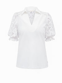 Blouse Triple Nine met kanten mouw Wit