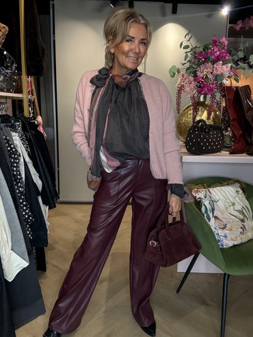 Broek Puh Leatherlook Bordeaux