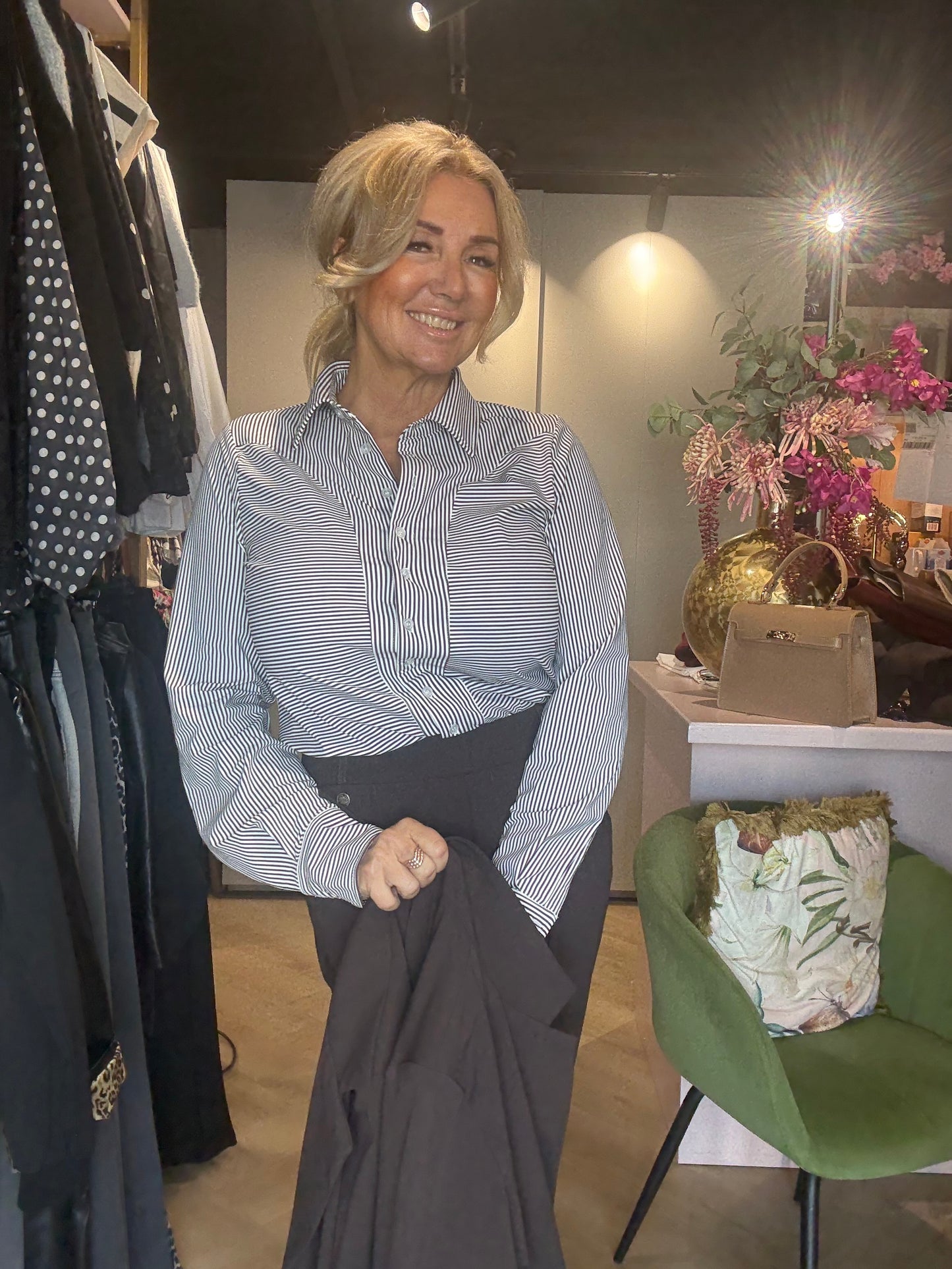 Triple Nine Blouse Bruin Wit Streep