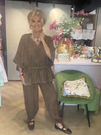 Linnen broek Marbella bruin