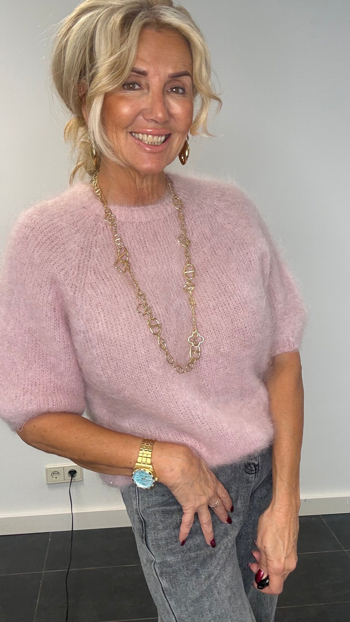 Pull en mohair rose
