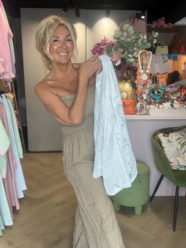 Jumpsuit strapless Camel